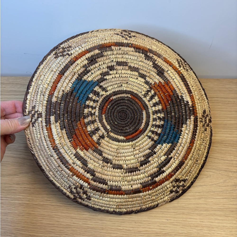 Vintage Handwoven Coil Basket Gorgeous Blend of Colors 11.5” - Picture 2 of 5